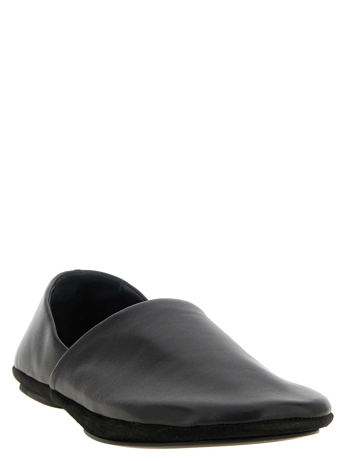 Lemaire Black Lamb Leather Slip-On Men's Loafers