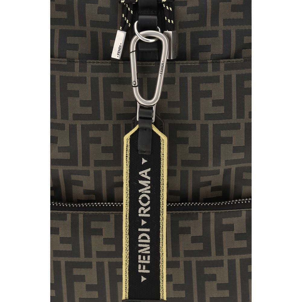 Fendi Brown Polyester Men's Backpack