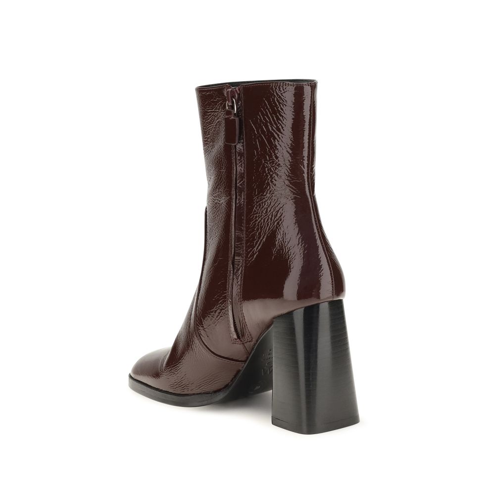 Stuart Weitzman Bordeaux Calf Leather Bos Taurus Ankle Women's Boots