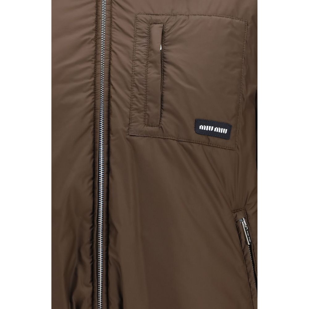 Miu Miu Brown Recycled Polyamide Full-Length Women's Jacket