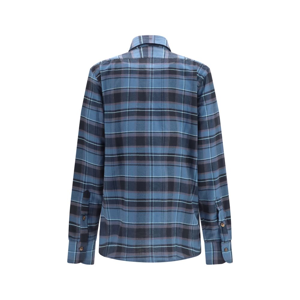 Deperlu Blue Cotton Pattern Men's Shirt