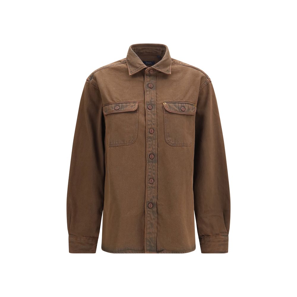 Deperlu Brown Denim Men's Shirt