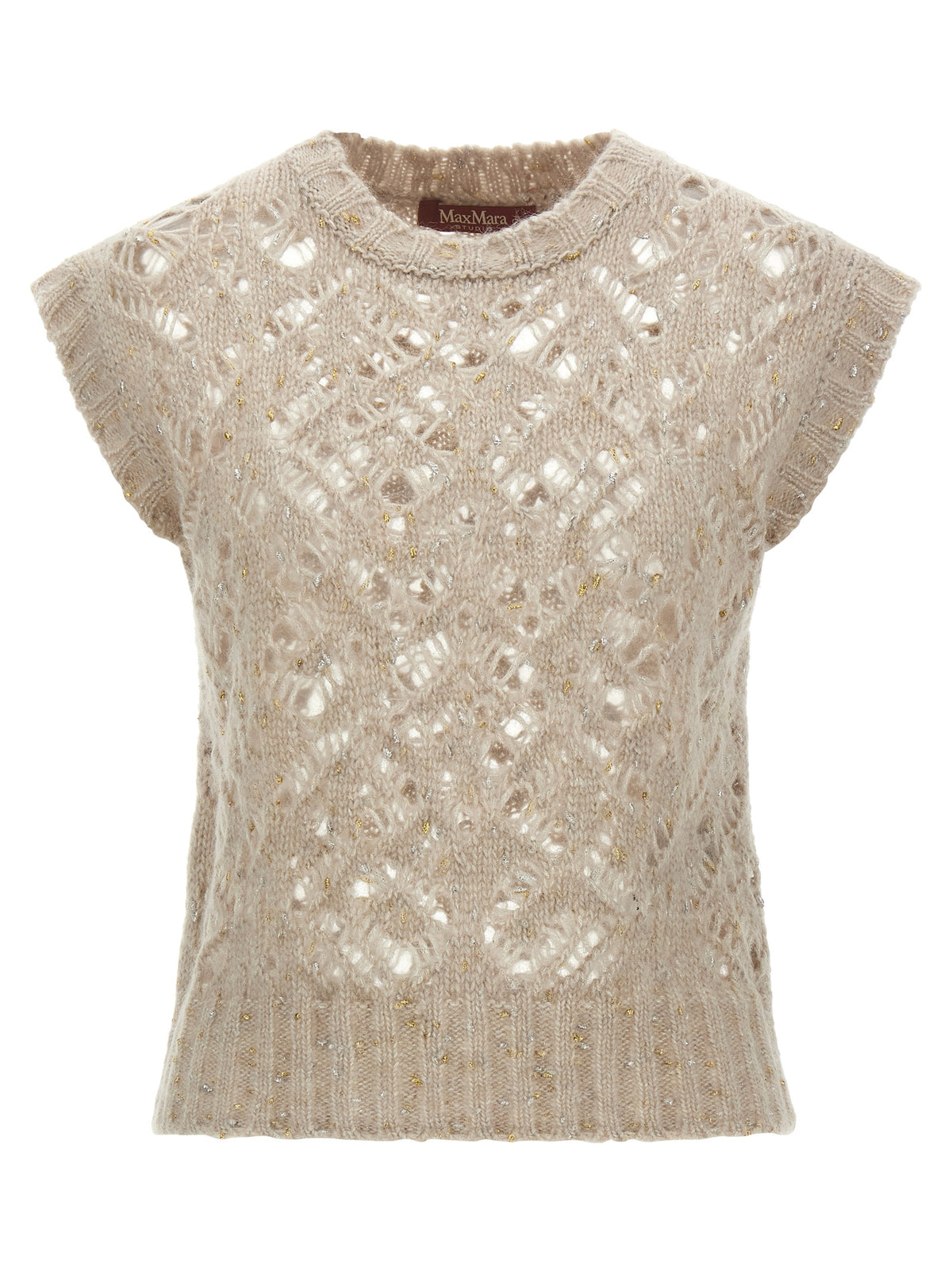 Max Mara Beige Alpaca Leather Sleeveless Women's Jacket