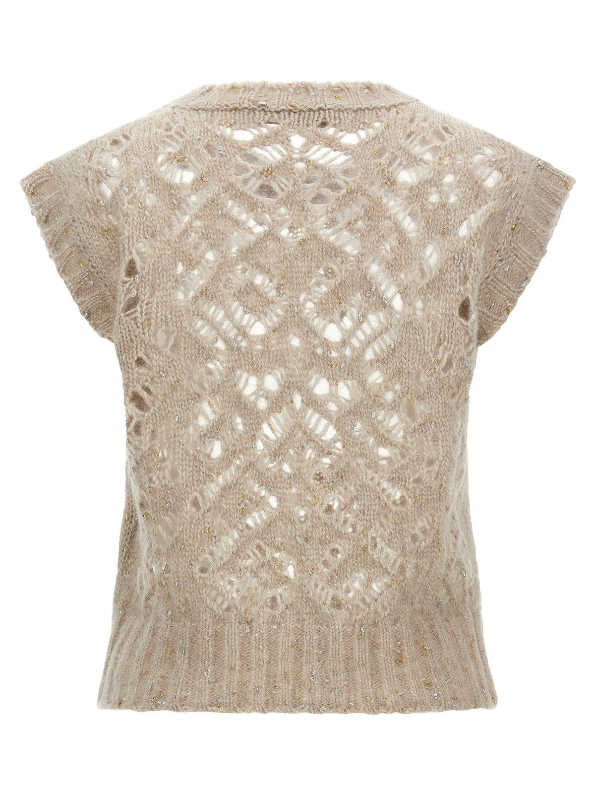 Max Mara Beige Alpaca Leather Sleeveless Women's Jacket