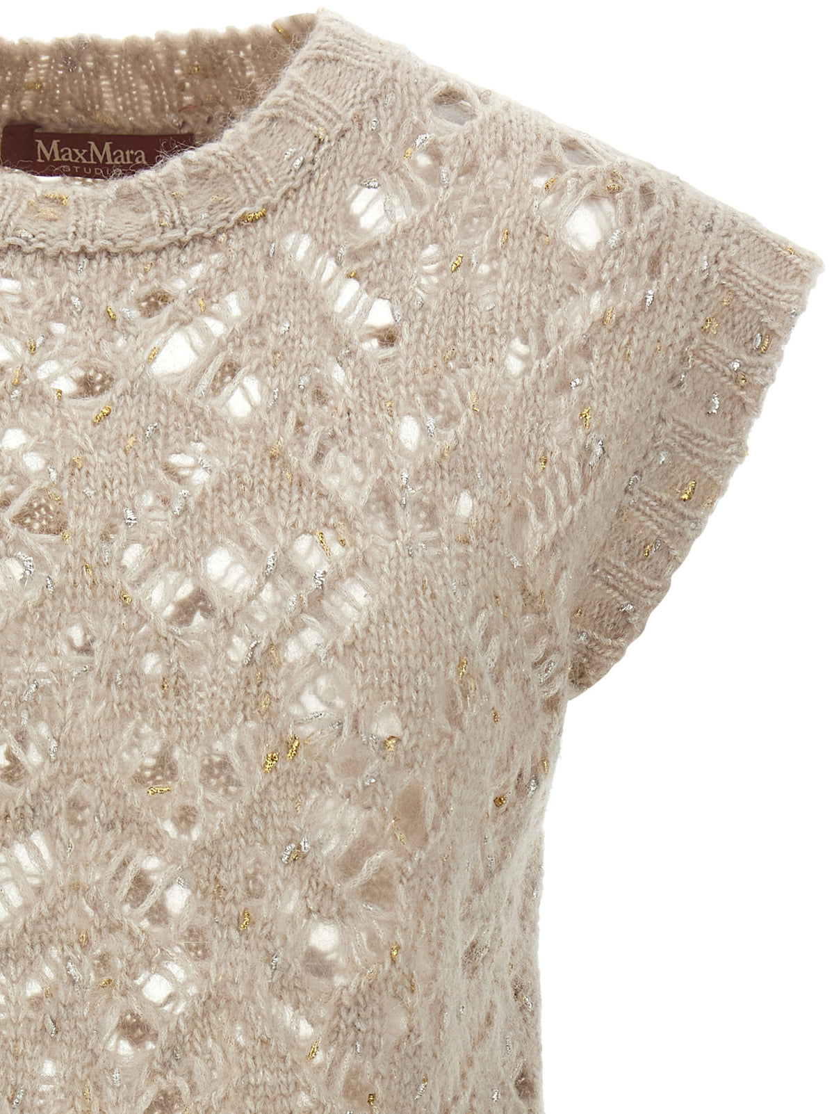 Max Mara Beige Alpaca Leather Sleeveless Women's Jacket