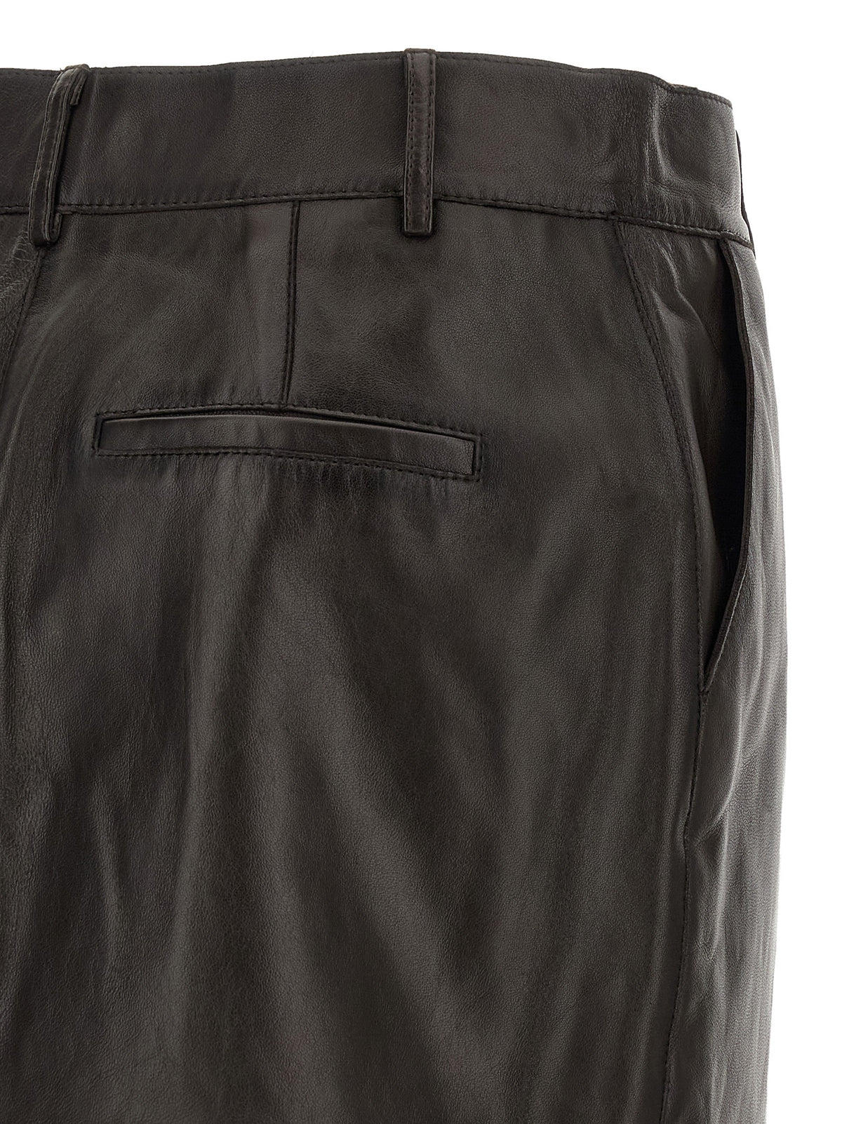 P.A.R.O.S.H. Brown Lamb Leather Long Women's Skirt