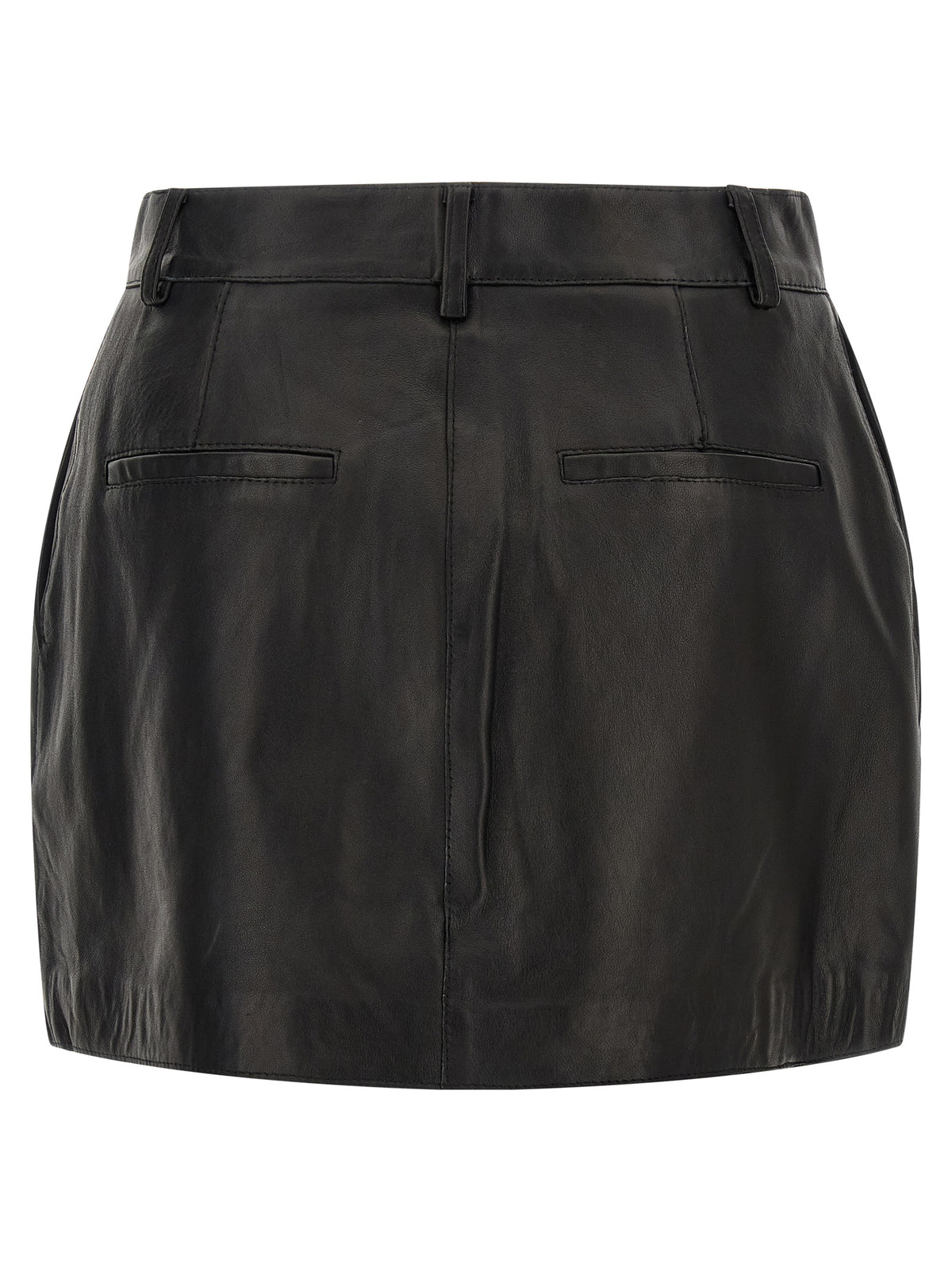 P.A.R.O.S.H. Black Lamb Leather Long Women's Skirt