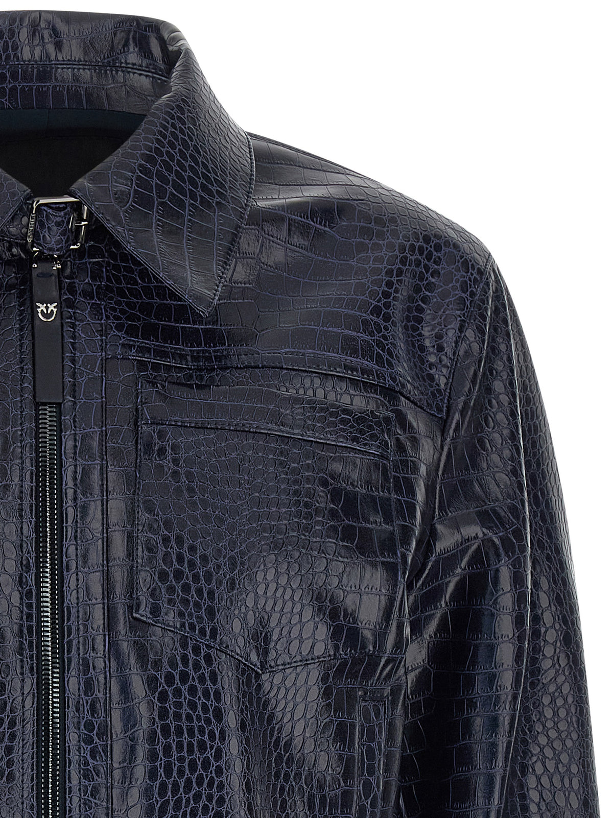 PINKO Blue Viscose Leather Women's Jacket