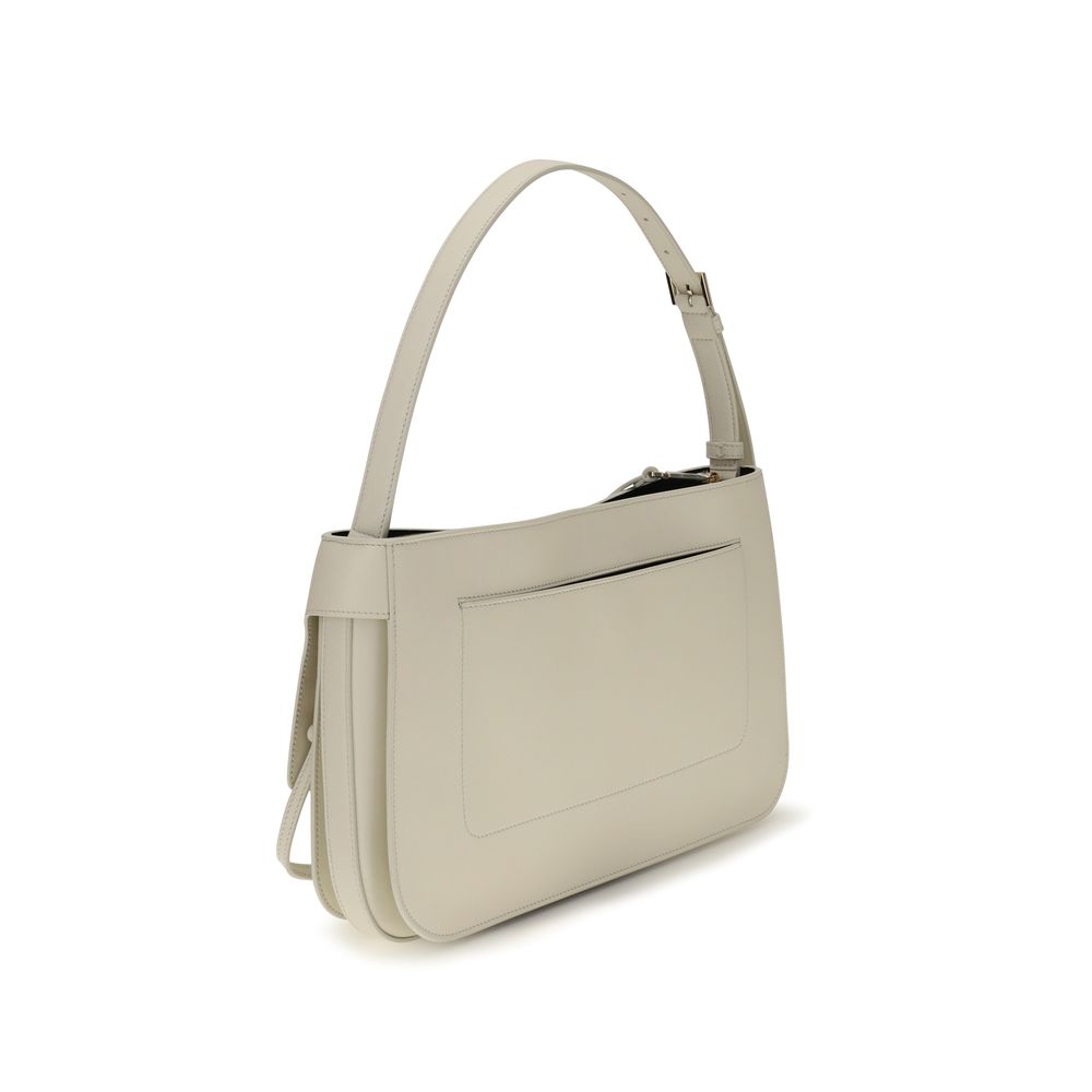 Ferragamo Beige Calf Leather Bos Taurus Shoulder Women's Bag