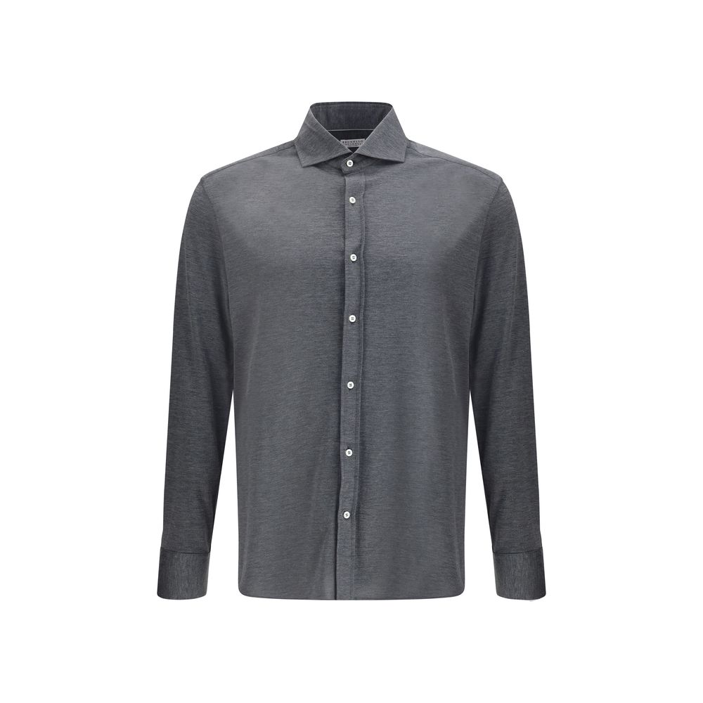 Brunello Cucinelli Gray Silk Men's Shirt