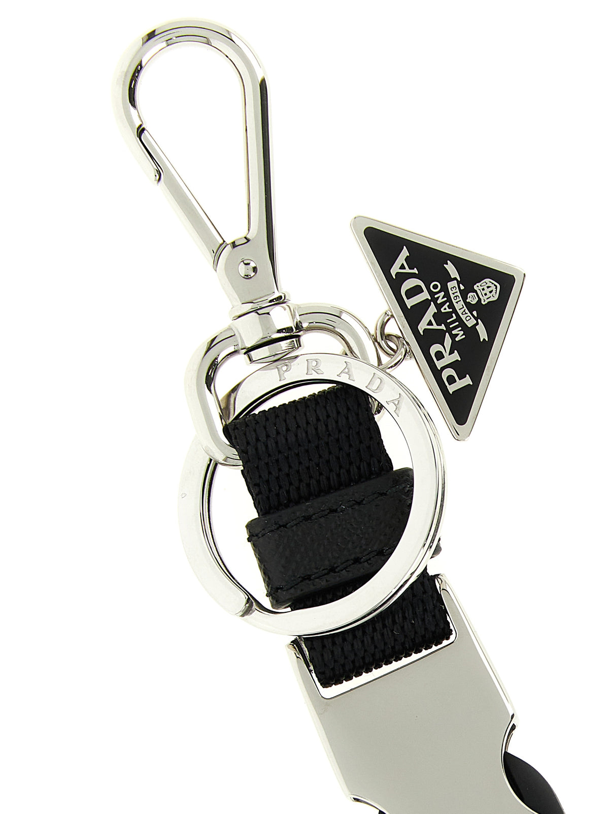 Prada Black Stainless Steel Men's Keychain