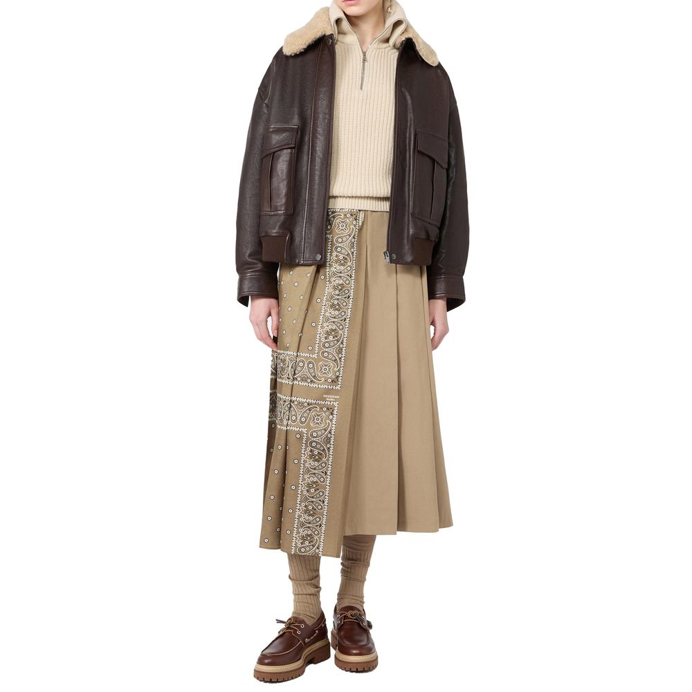 Max Mara Brown Lamb Leather Women's Bomber
