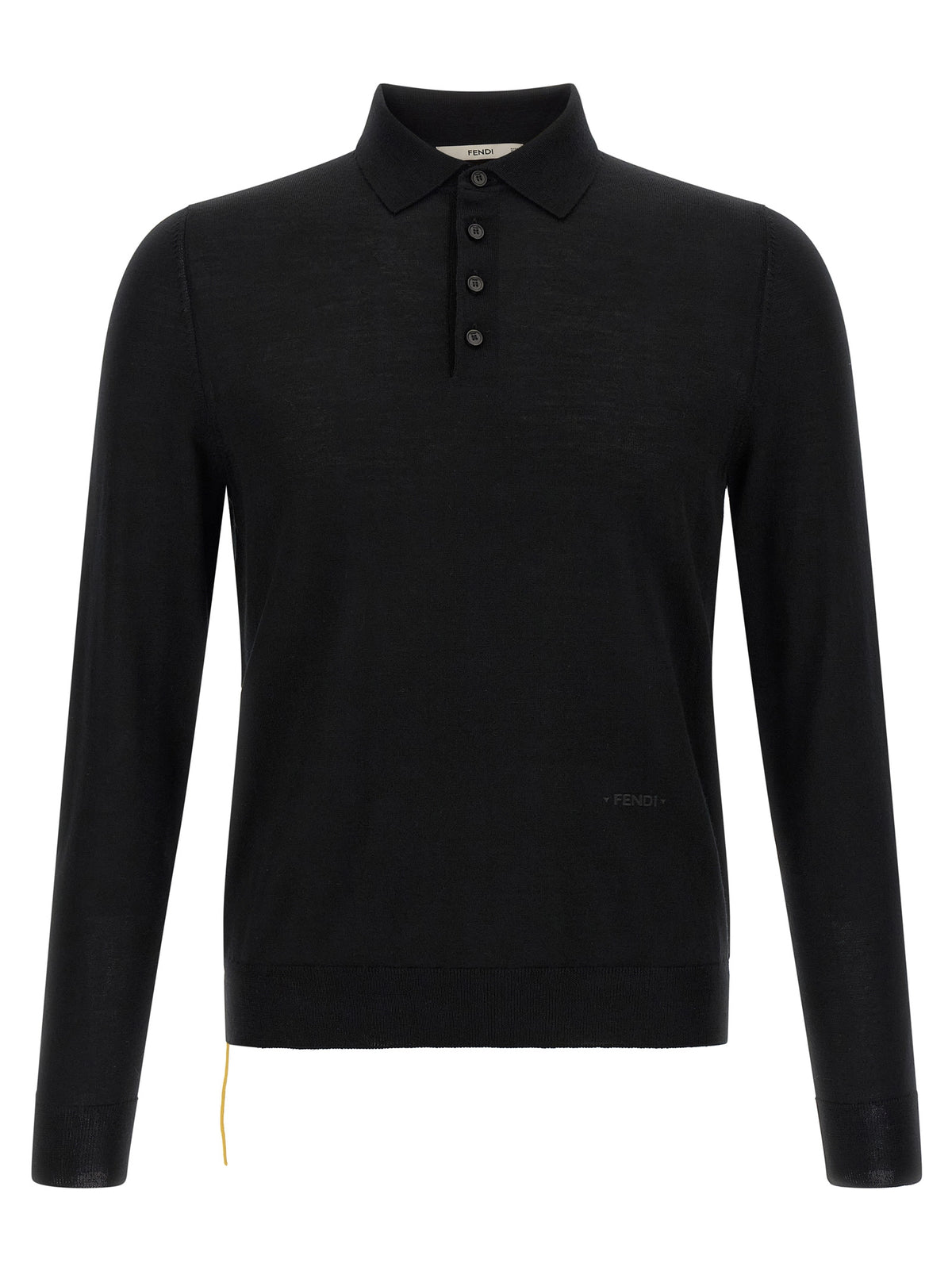 Fendi Black Virgin Wool Polo Men's Shirt