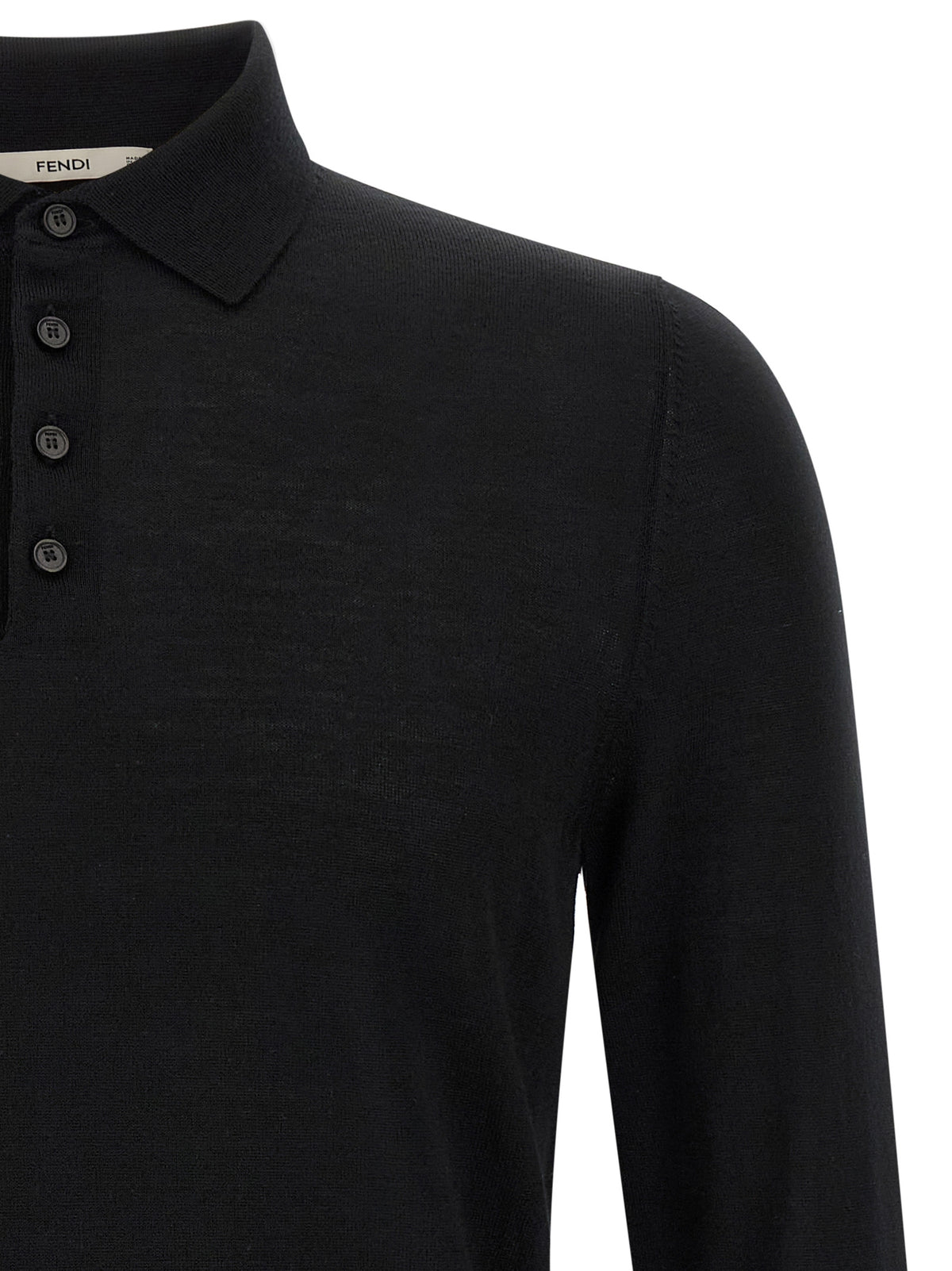 Fendi Black Virgin Wool Polo Men's Shirt