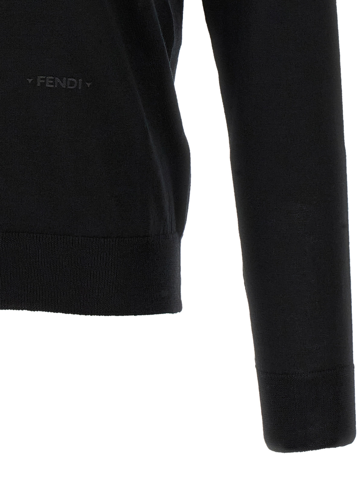 Fendi Black Virgin Wool Polo Men's Shirt