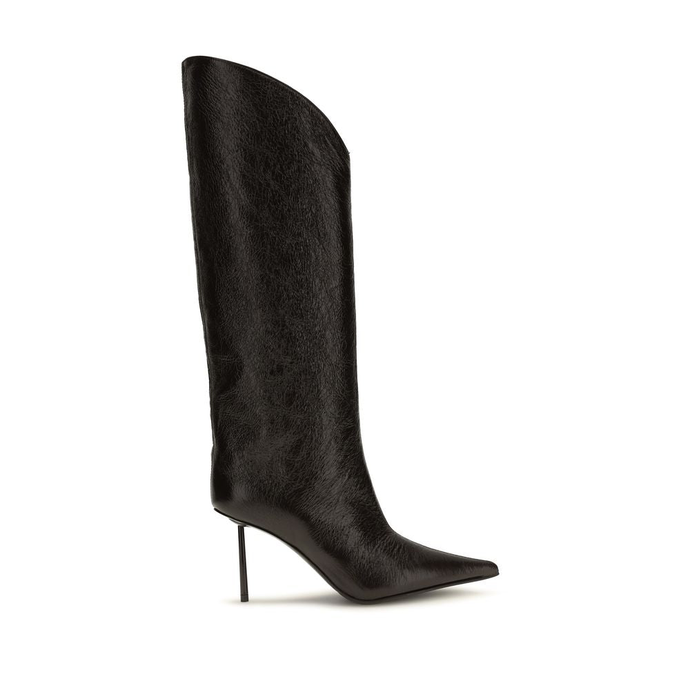 LE SILLA Black Calf Leather Bos Taurus High Heel Women's Boots