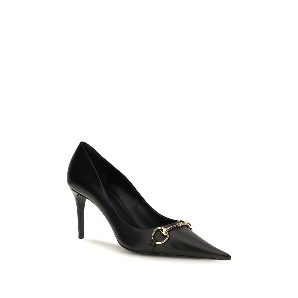 Gucci Black Calf Leather Bos Taurus High Heel Women's Pumps