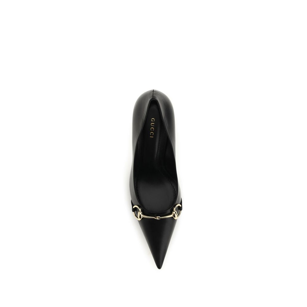 Gucci Black Calf Leather Bos Taurus High Heel Women's Pumps