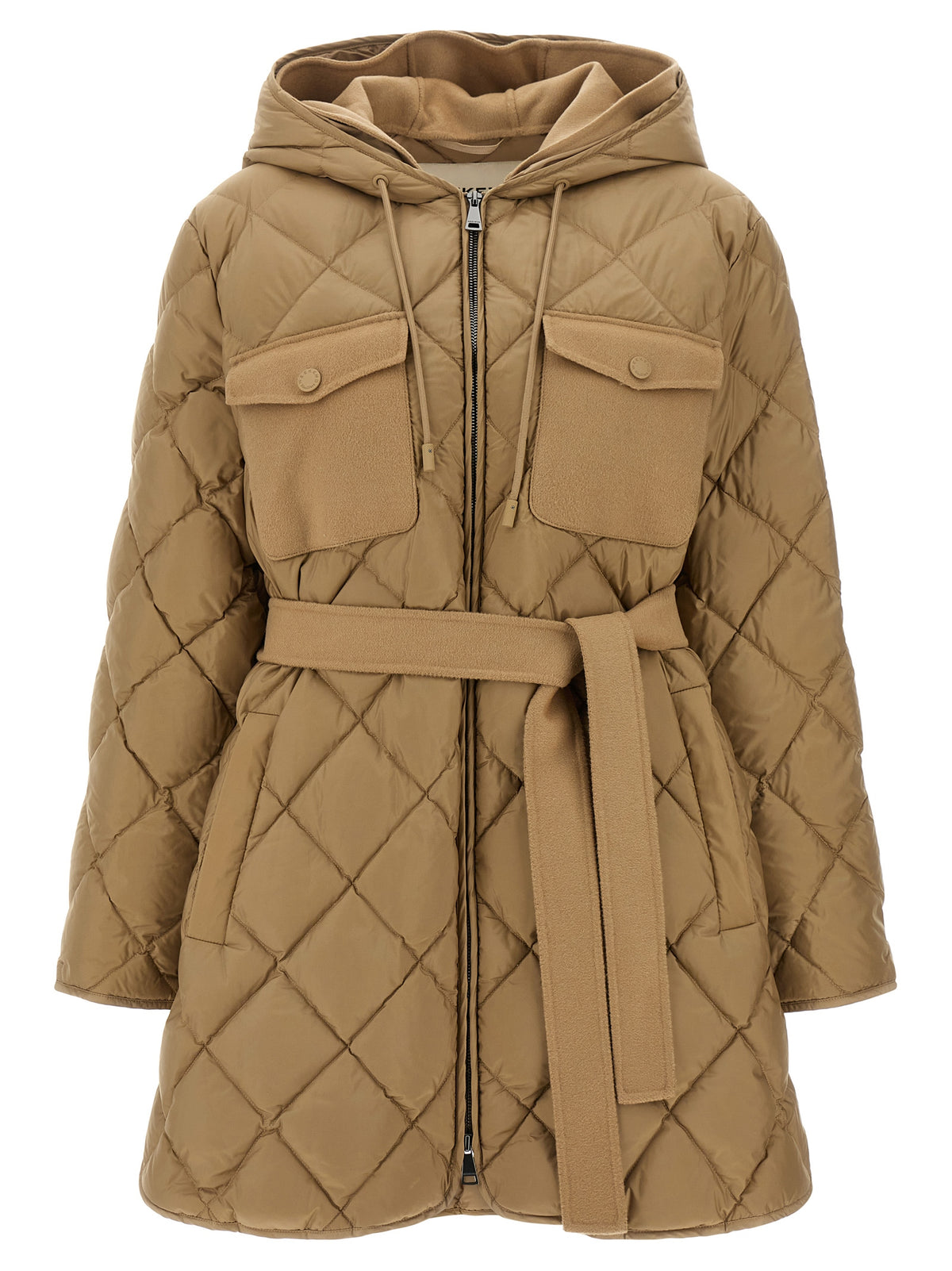 Max Mara Beige Polyester Full-Length Women's Jacket