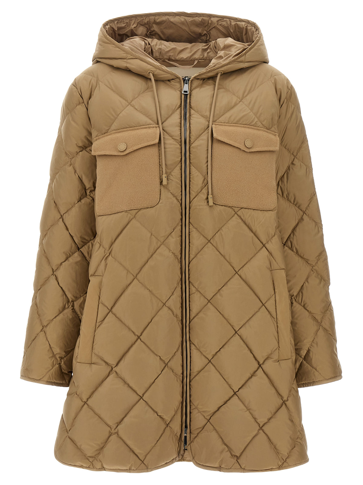 Max Mara Beige Polyester Full-Length Women's Jacket