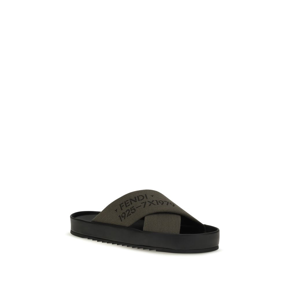 Fendi Bicolor Polyester Flat Men's Sandals
