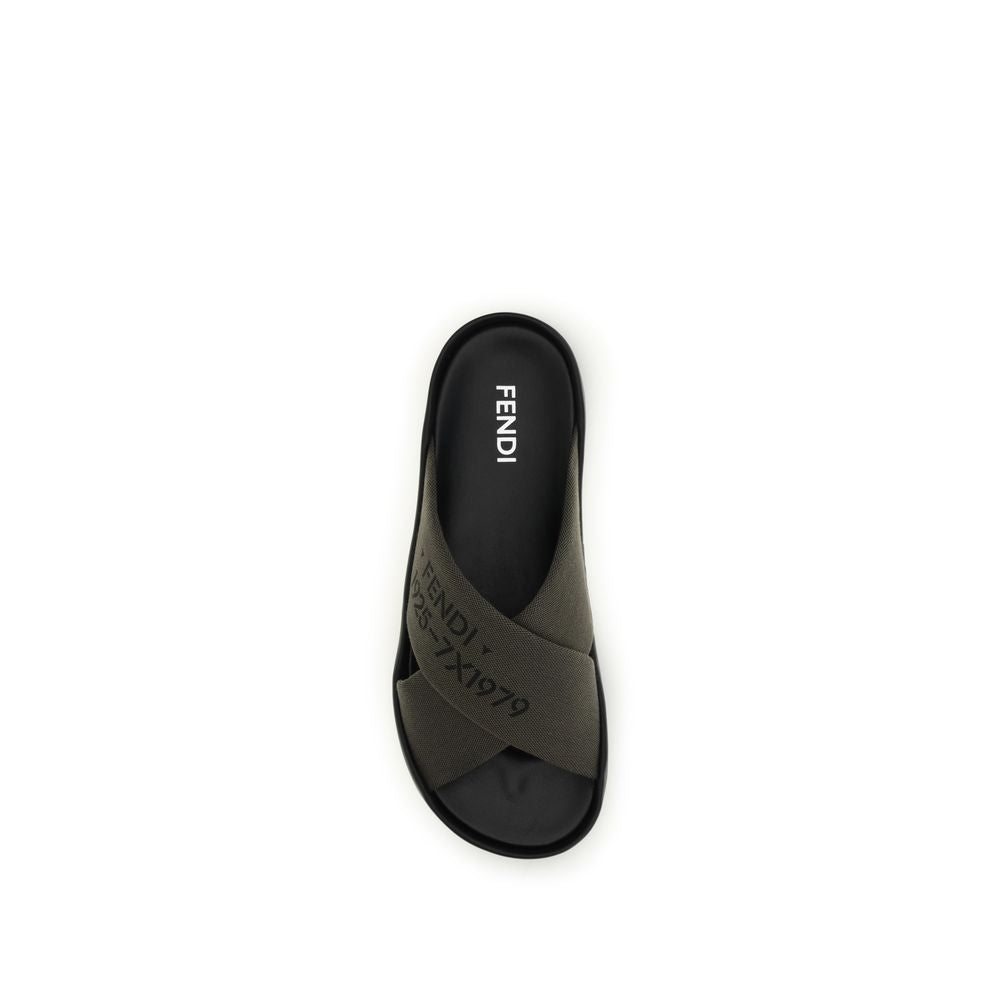 Fendi Bicolor Polyester Flat Men's Sandals