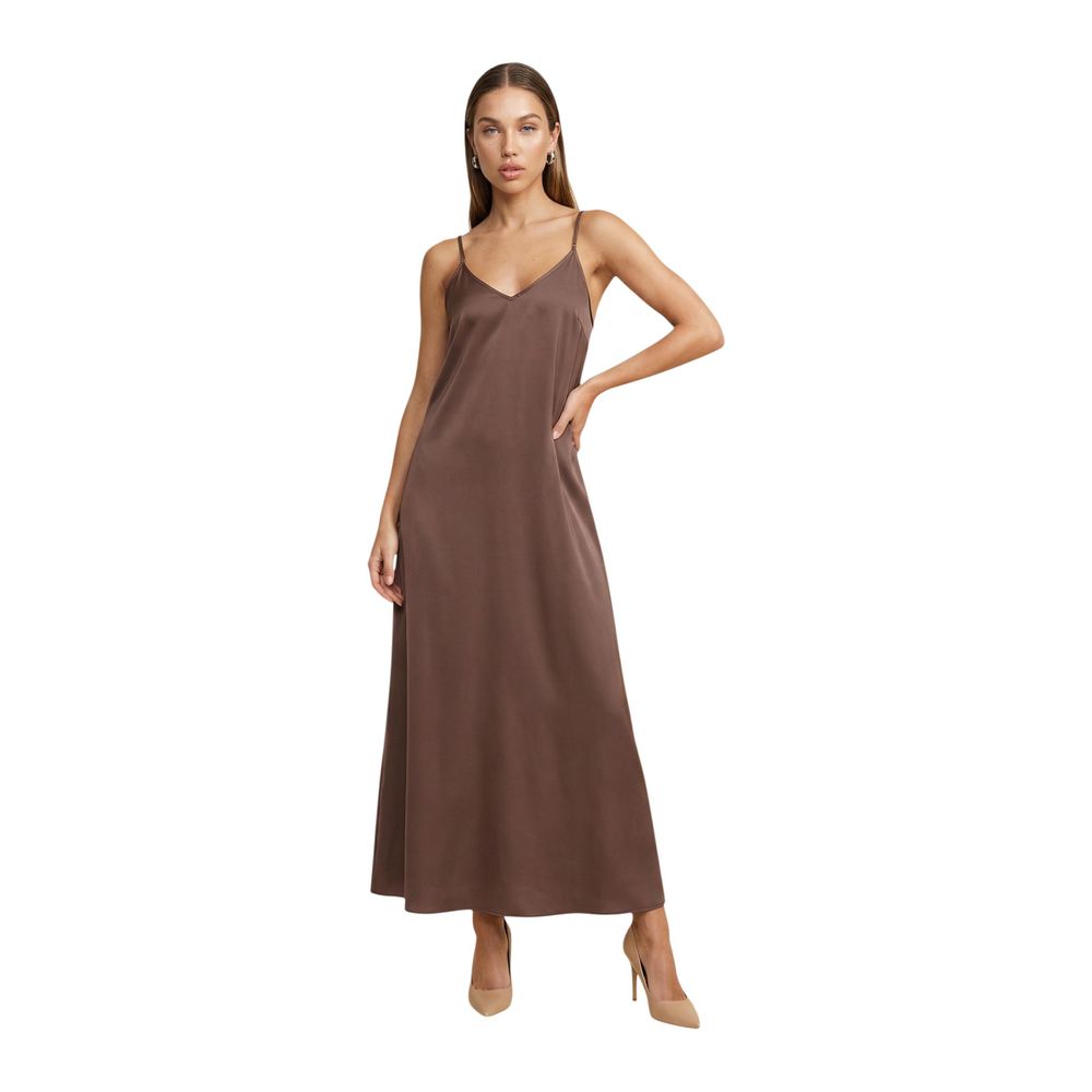 Only Brown Viscose Long Women's Dress