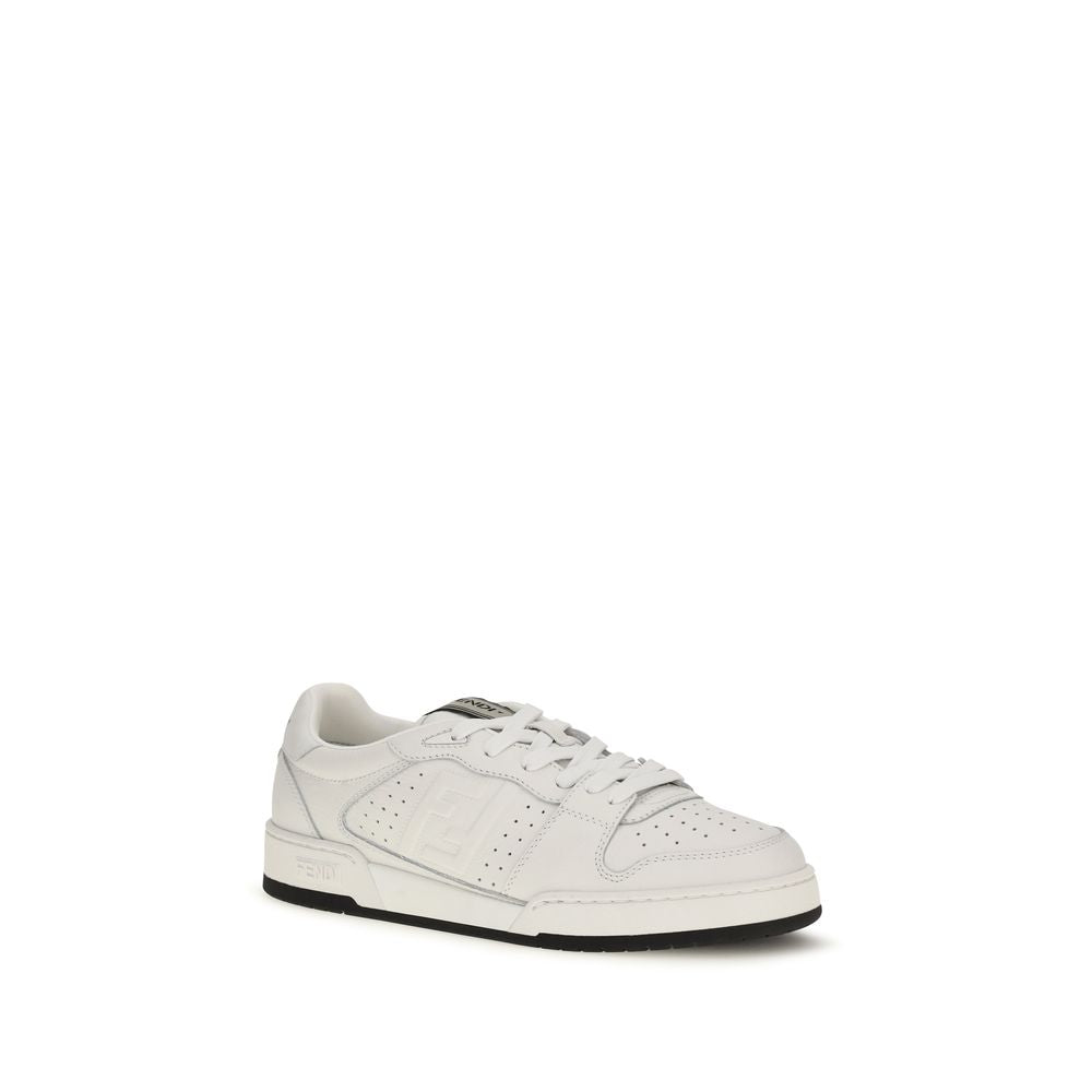 Fendi White Calf Leather Bos Taurus Athletic Men's Sneakers
