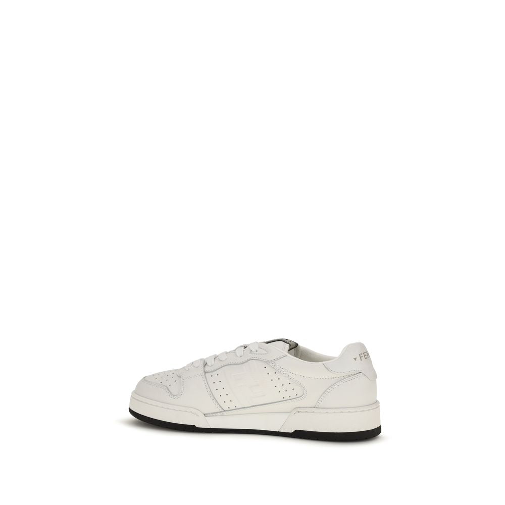 Fendi White Calf Leather Bos Taurus Athletic Men's Sneakers