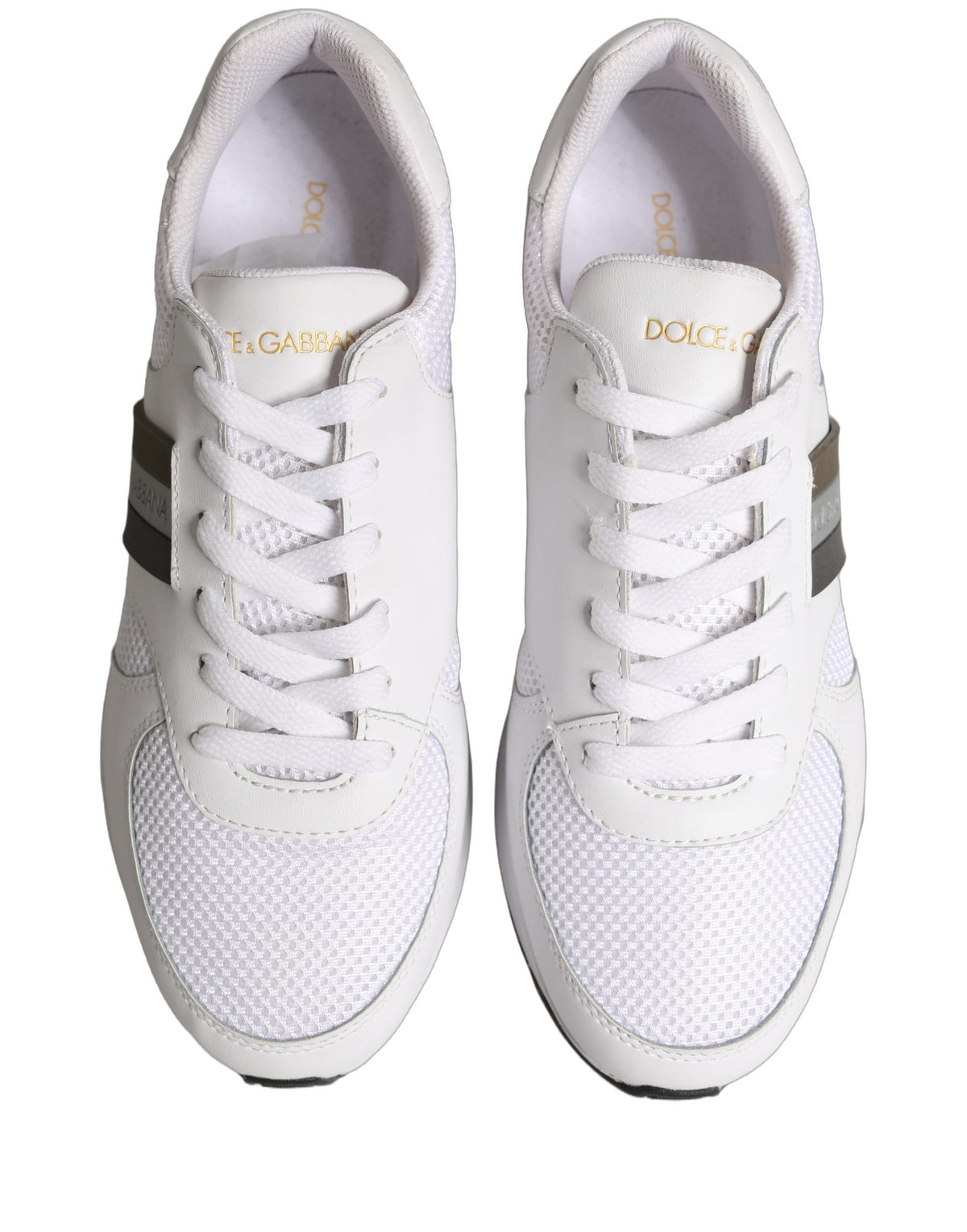 Dolce & Gabbana White Leather Mesh Low Top Neb Sneakers Men's Shoes (Pre-Owned)