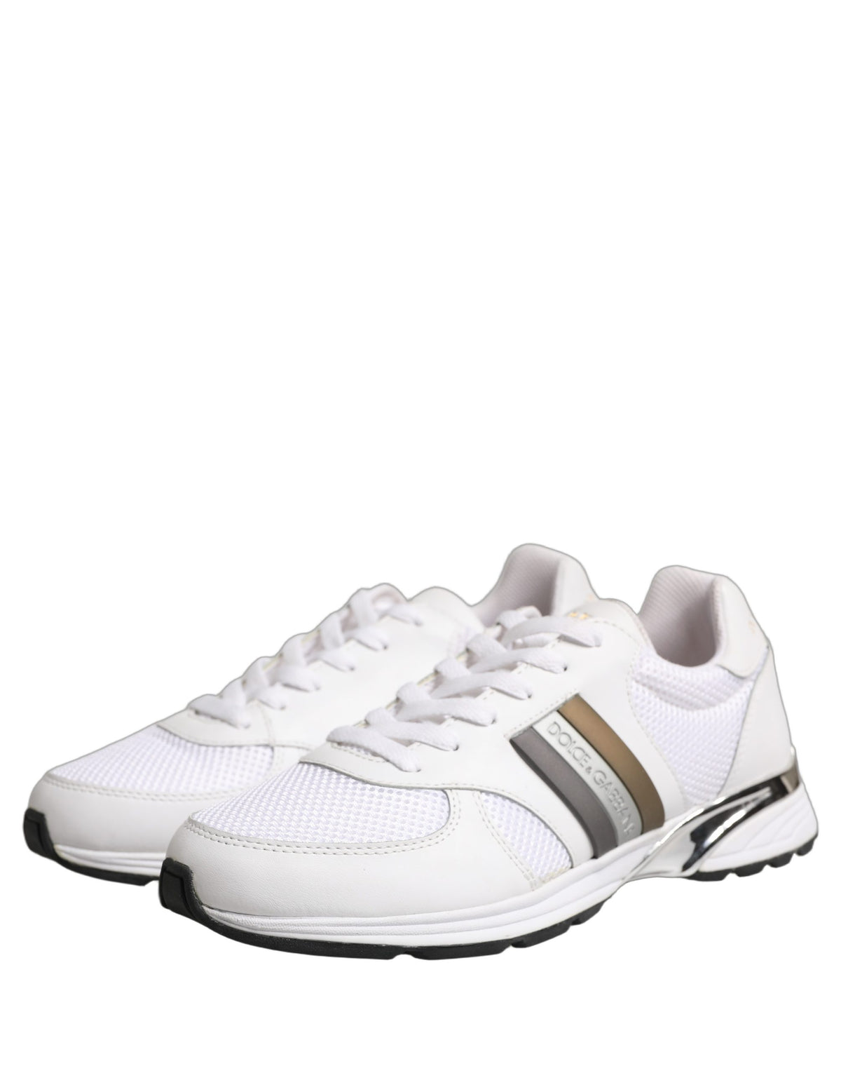 Dolce & Gabbana White Leather Mesh Low Top Neb Sneakers Men's Shoes (Pre-Owned)
