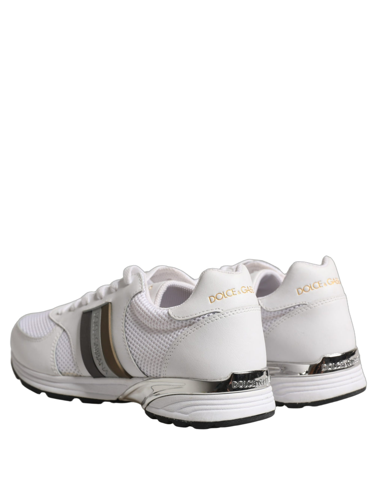 Dolce & Gabbana White Leather Mesh Low Top Neb Sneakers Men's Shoes (Pre-Owned)