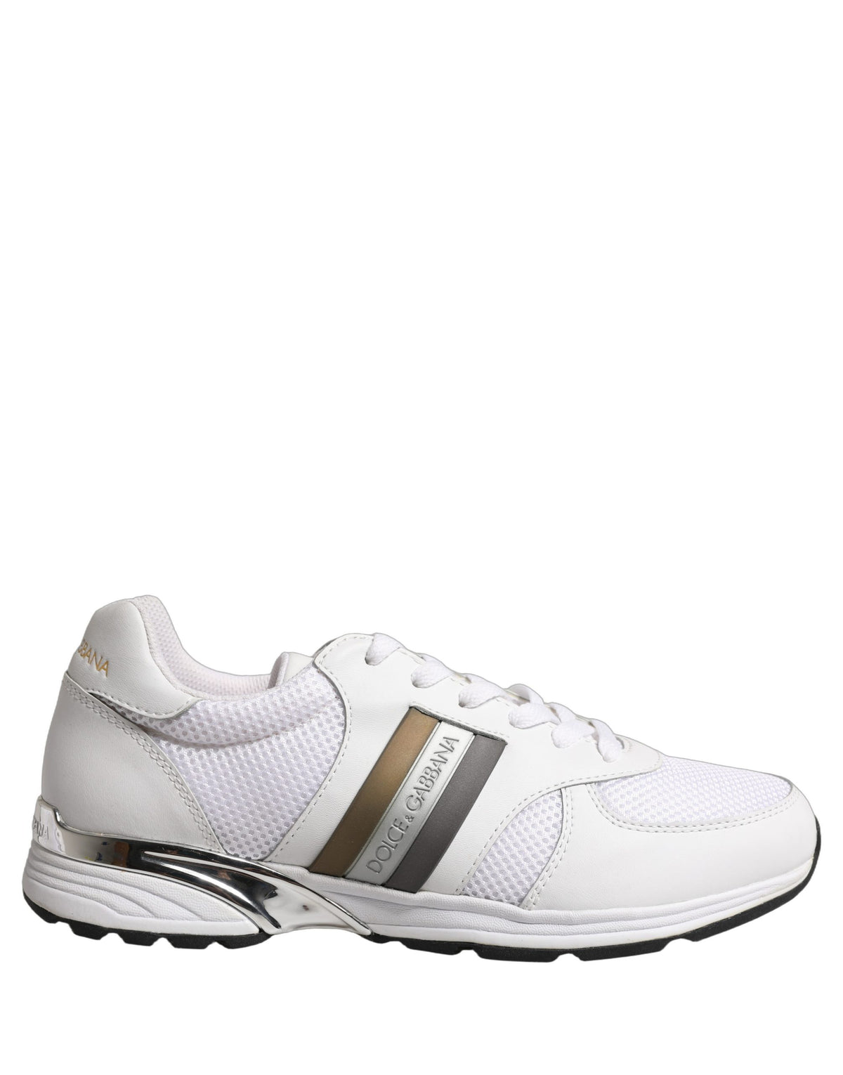 Dolce & Gabbana White Leather Mesh Low Top Neb Sneakers Men's Shoes (Pre-Owned)