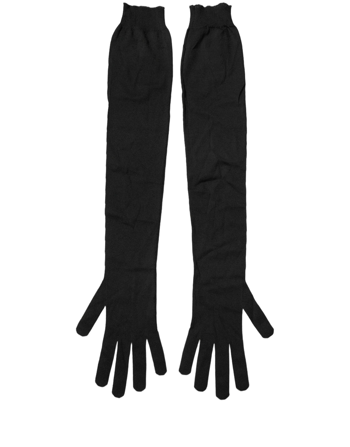 Dolce & Gabbana Black Polyester Long Elbow Length Men's Gloves