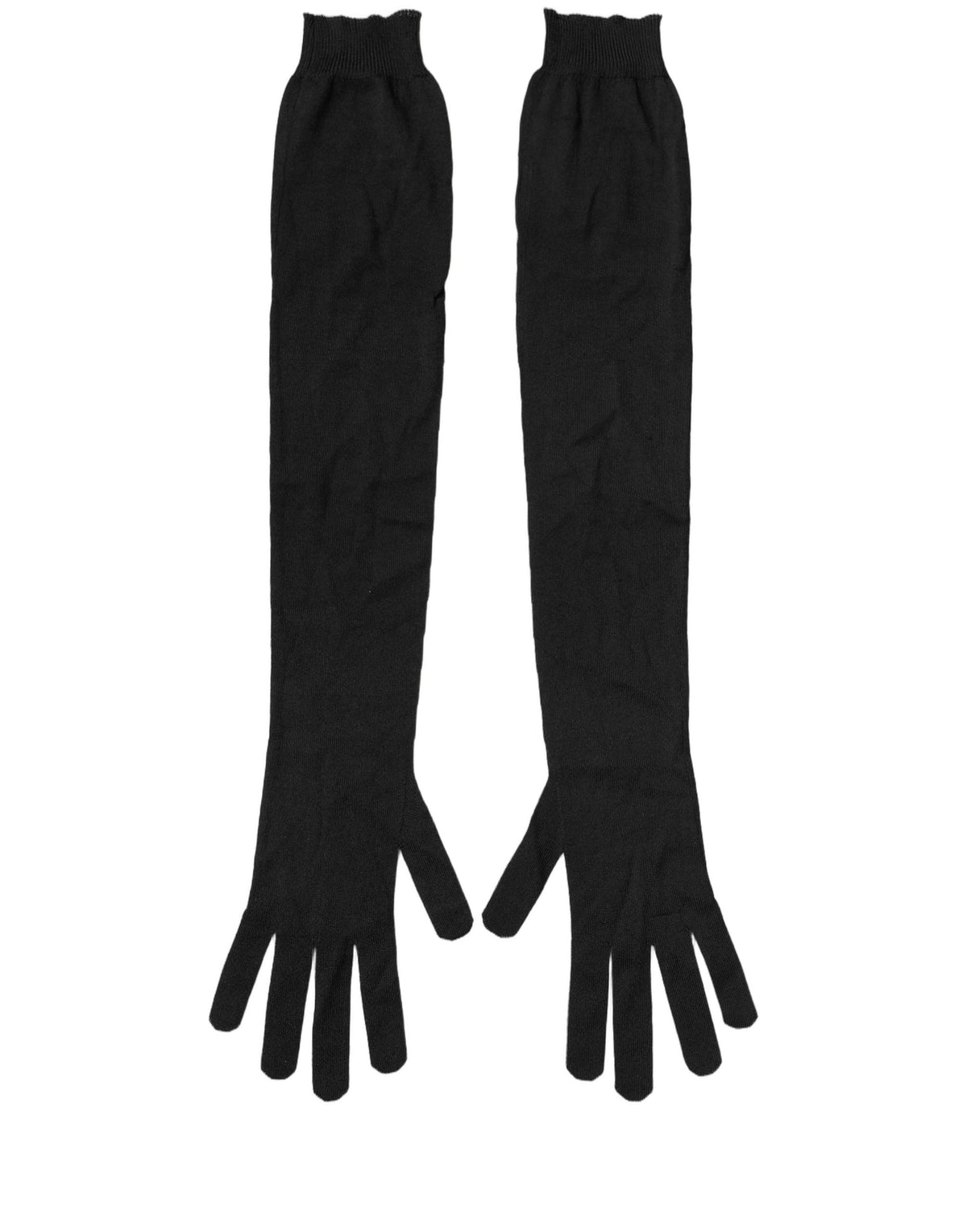 Dolce & Gabbana Black Polyester Long Elbow Length Men's Gloves
