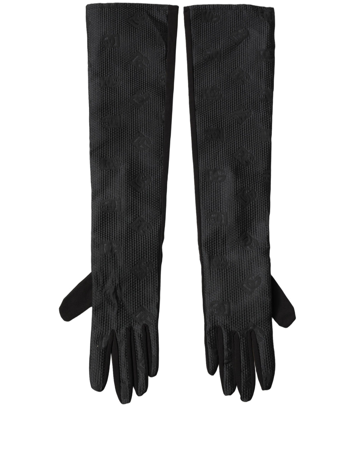 Dolce & Gabbana Black Viscose Long Elbow Length Men's Gloves