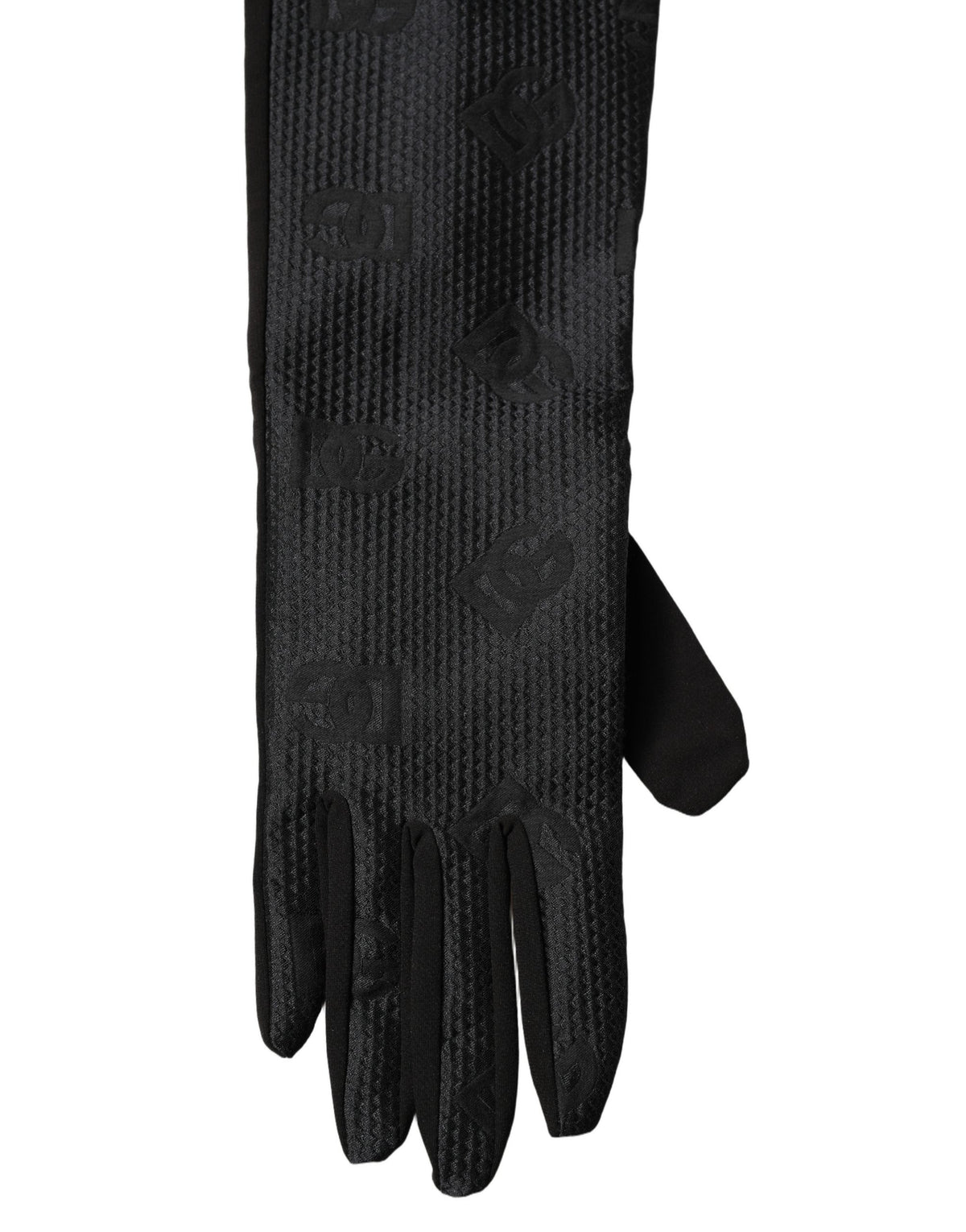 Dolce & Gabbana Black Viscose Long Elbow Length Men's Gloves