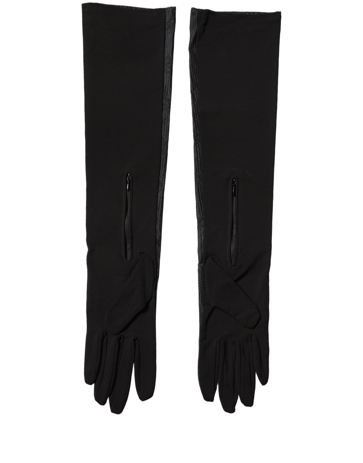 Dolce & Gabbana Black Viscose Long Elbow Length Men's Gloves