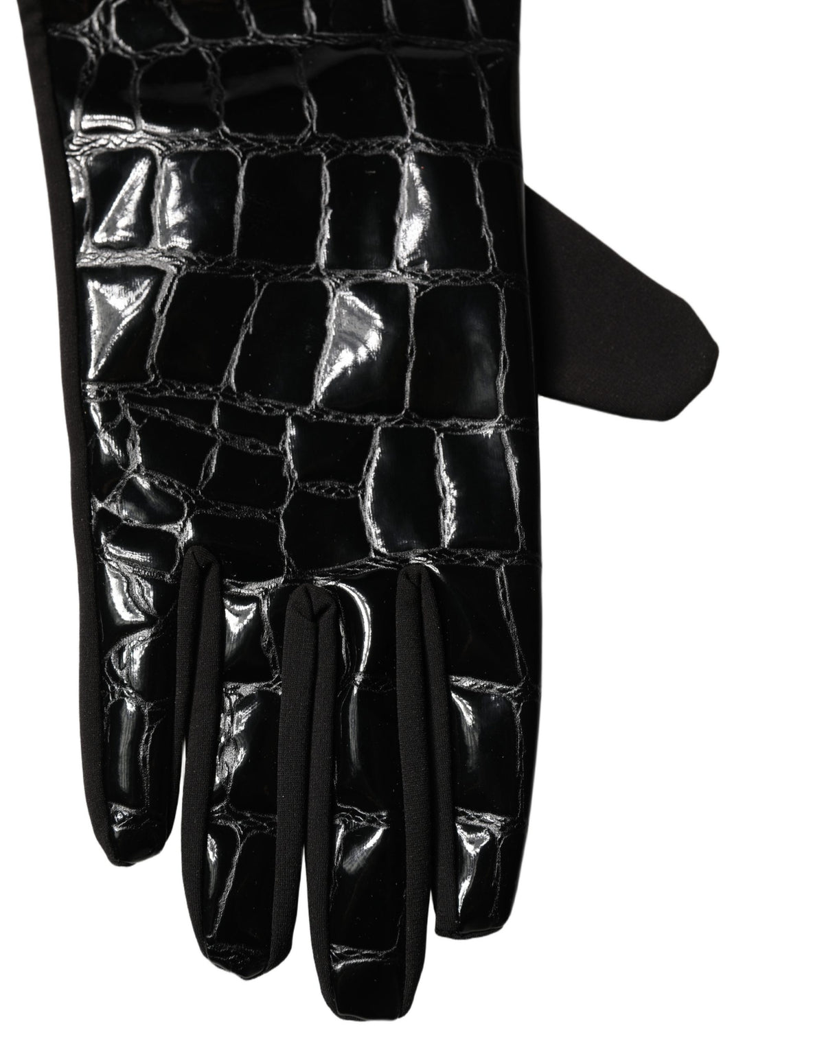 Dolce & Gabbana Black Polyester Patterned Short Length Men's Gloves