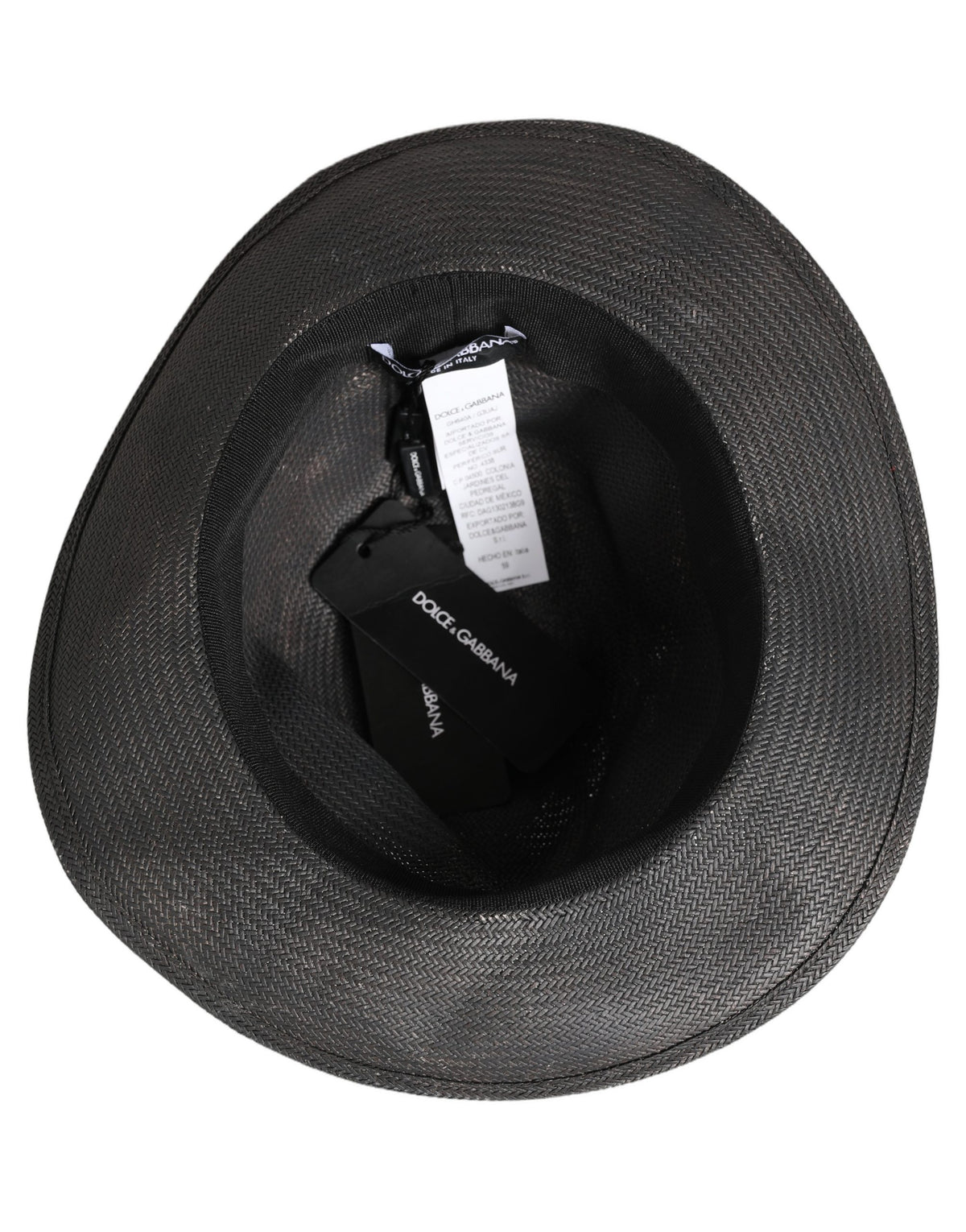 Dolce & Gabbana Men Gray Paper Woven Wide Brim Fedora Men's Hat