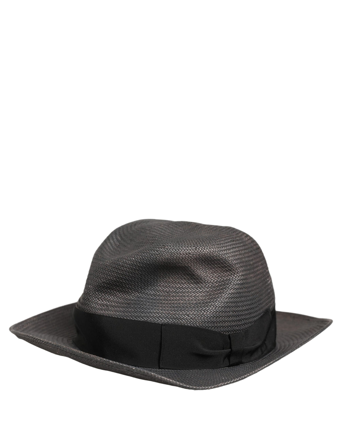 Dolce & Gabbana Men Gray Paper Woven Wide Brim Fedora Men's Hat