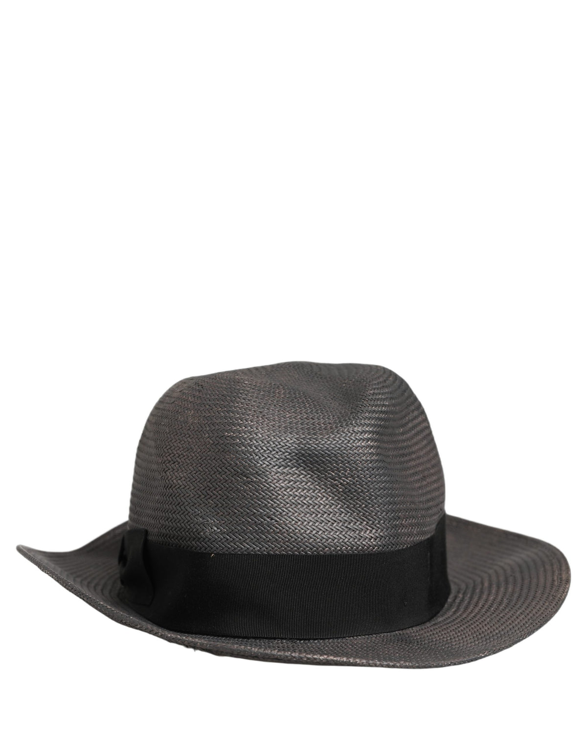 Dolce & Gabbana Men Gray Paper Woven Wide Brim Fedora Men's Hat