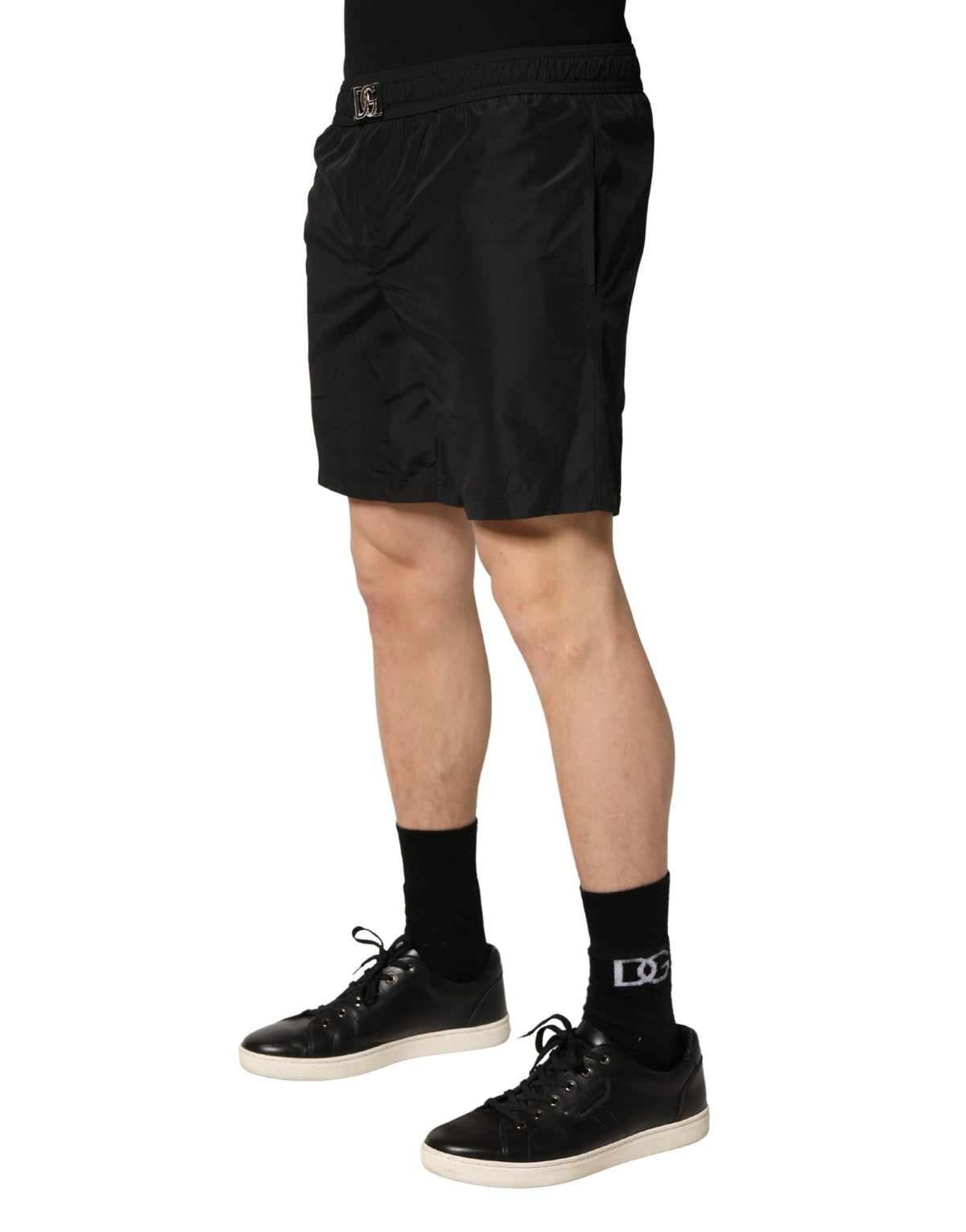 Dolce & Gabbana Black DG Logo Drawstring Beach Shorts Men's Swimwear