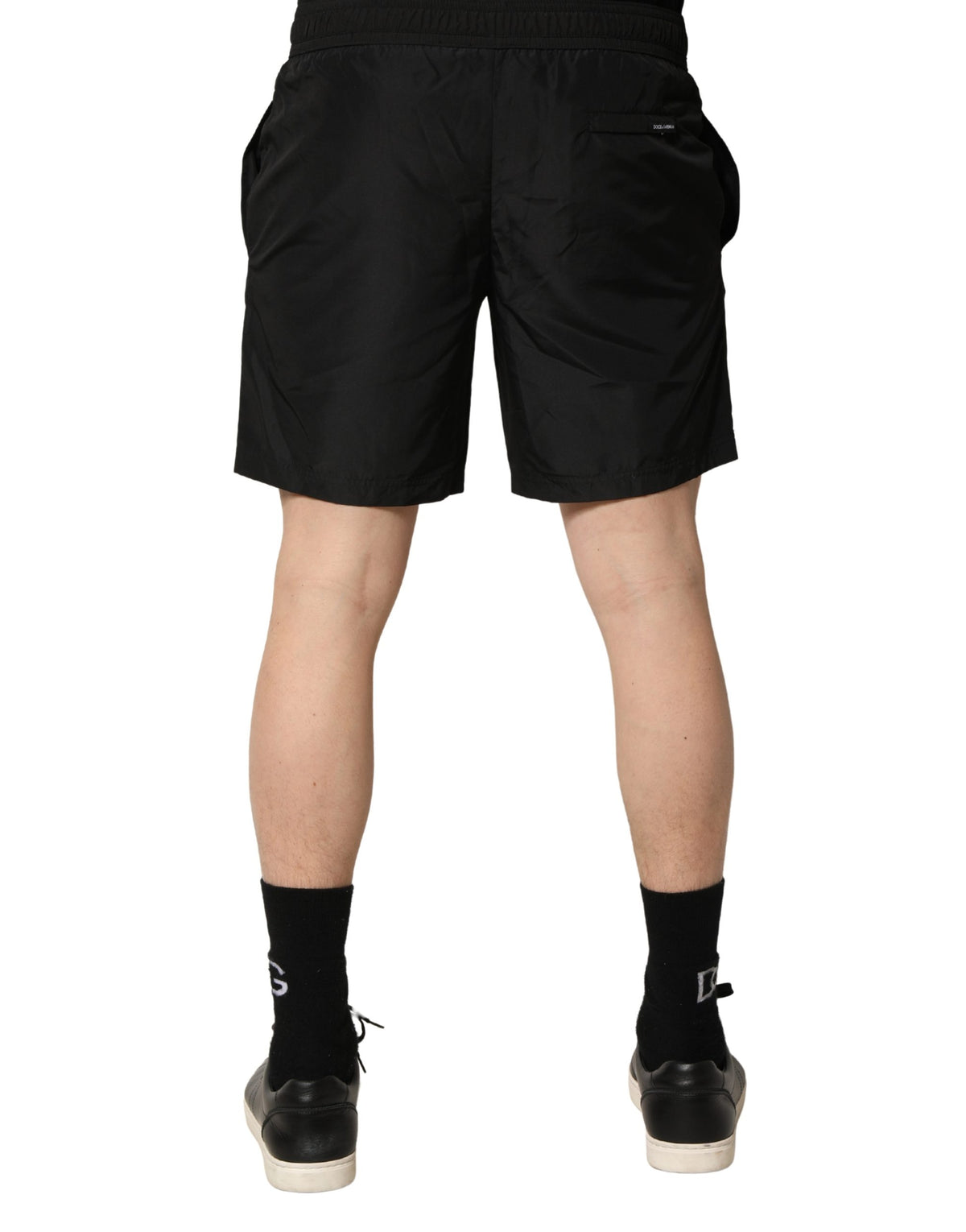 Dolce & Gabbana Black DG Logo Drawstring Beach Shorts Men's Swimwear