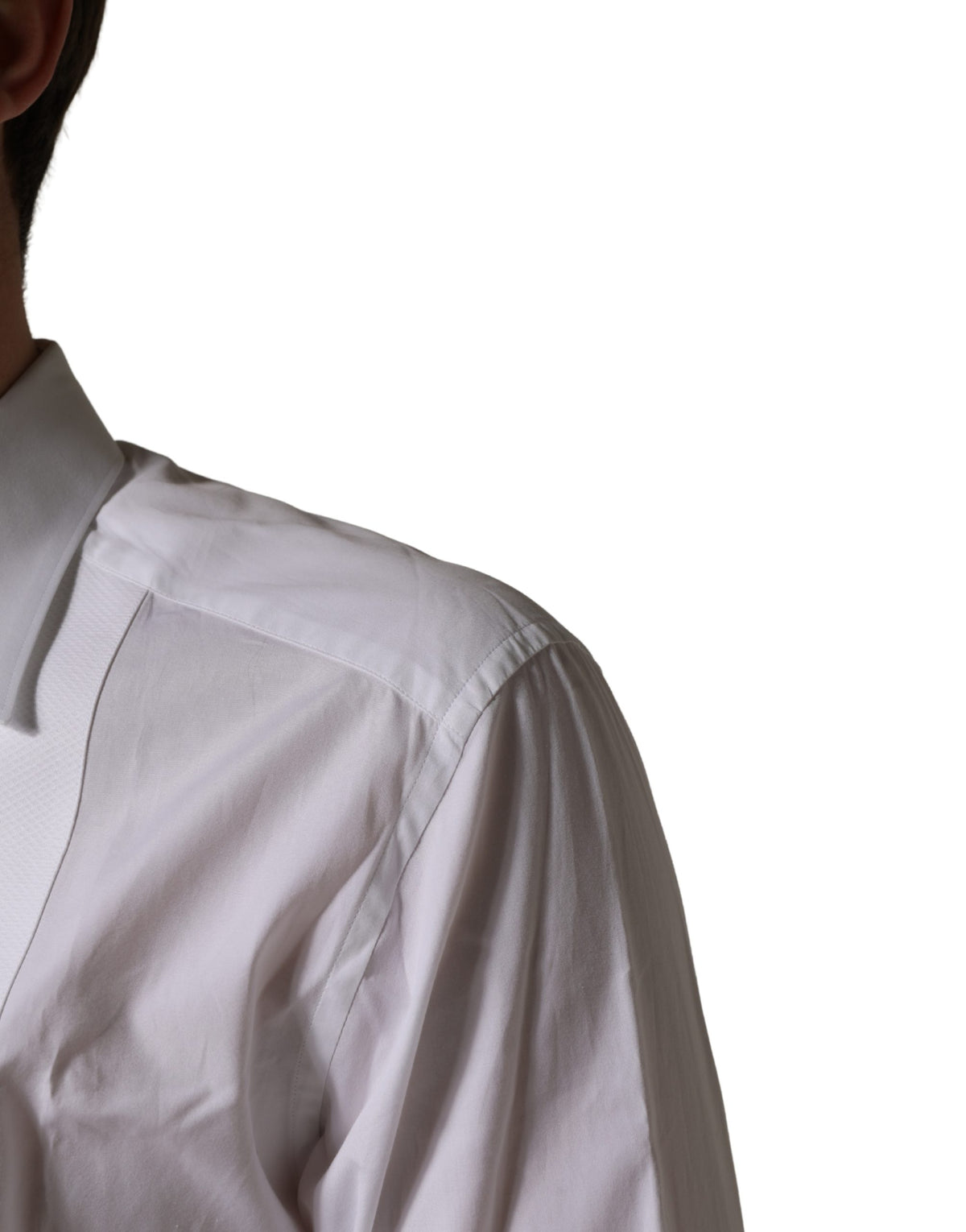 Dolce & Gabbana White Cotton Collared Bib GOLD Dress Men's Shirt