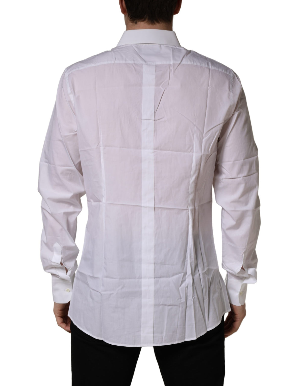 Dolce & Gabbana White GOLD Crown Bee Cotton Formal Dress Men's Shirt (Pre-Owned)