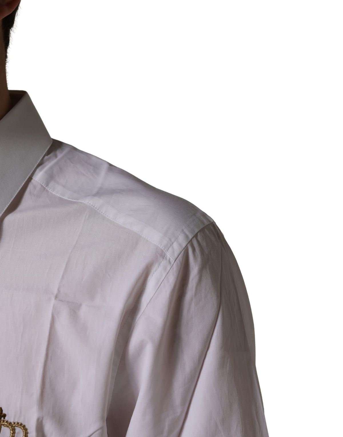 Dolce & Gabbana White GOLD Crown Bee Cotton Formal Dress Men's Shirt (Pre-Owned)