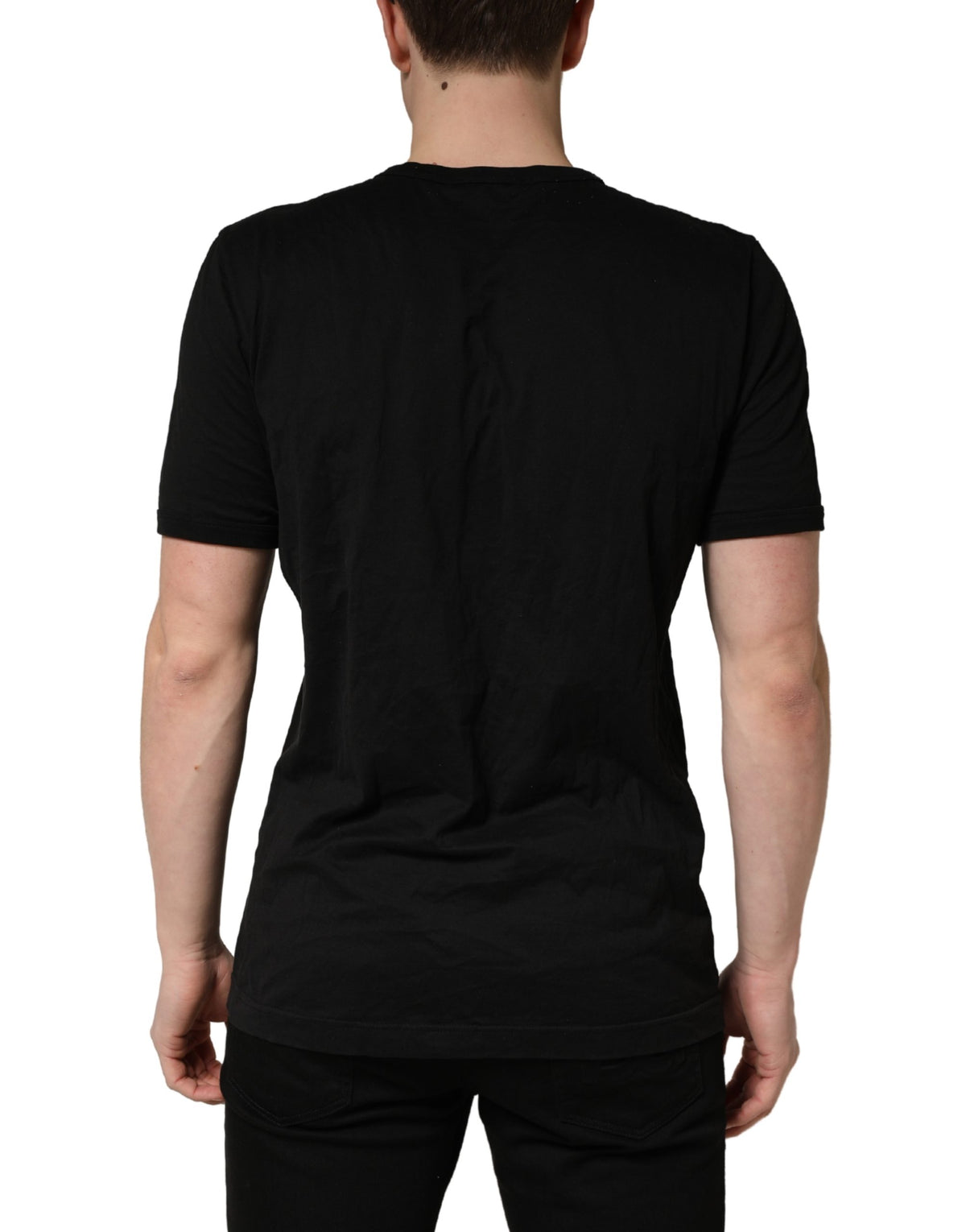 Dolce & Gabbana Black Sacred Heart Cotton Crew Neck Men's T-shirt (Pre-Owned)