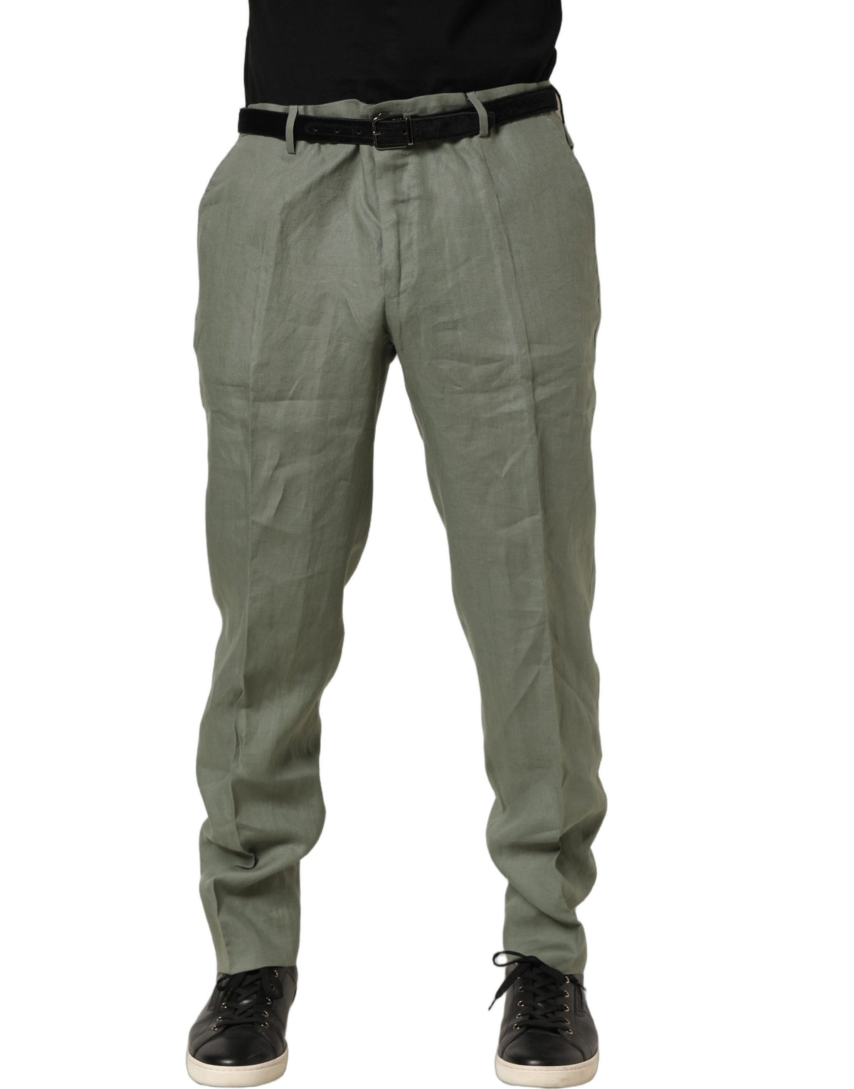 Dolce & Gabbana Gray Linen Tapered Men Dress Trouser Men's Pants