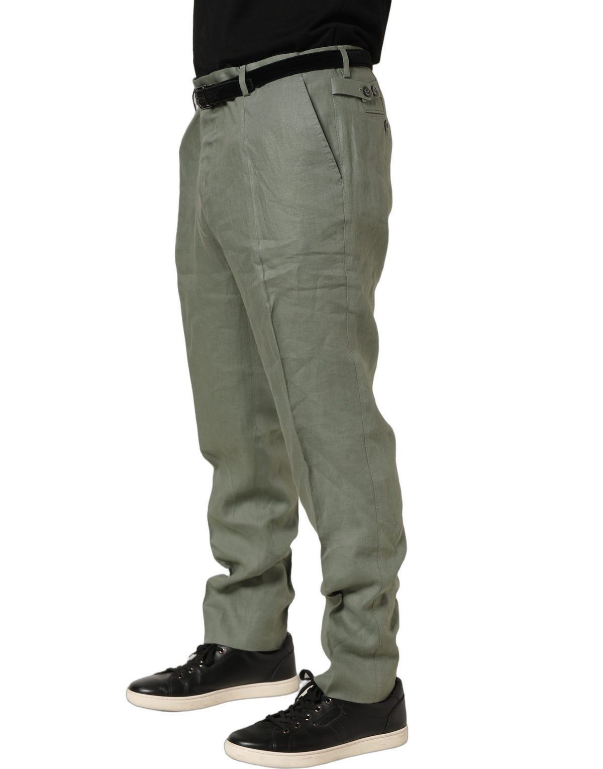 Dolce & Gabbana Gray Linen Tapered Men Dress Trouser Men's Pants